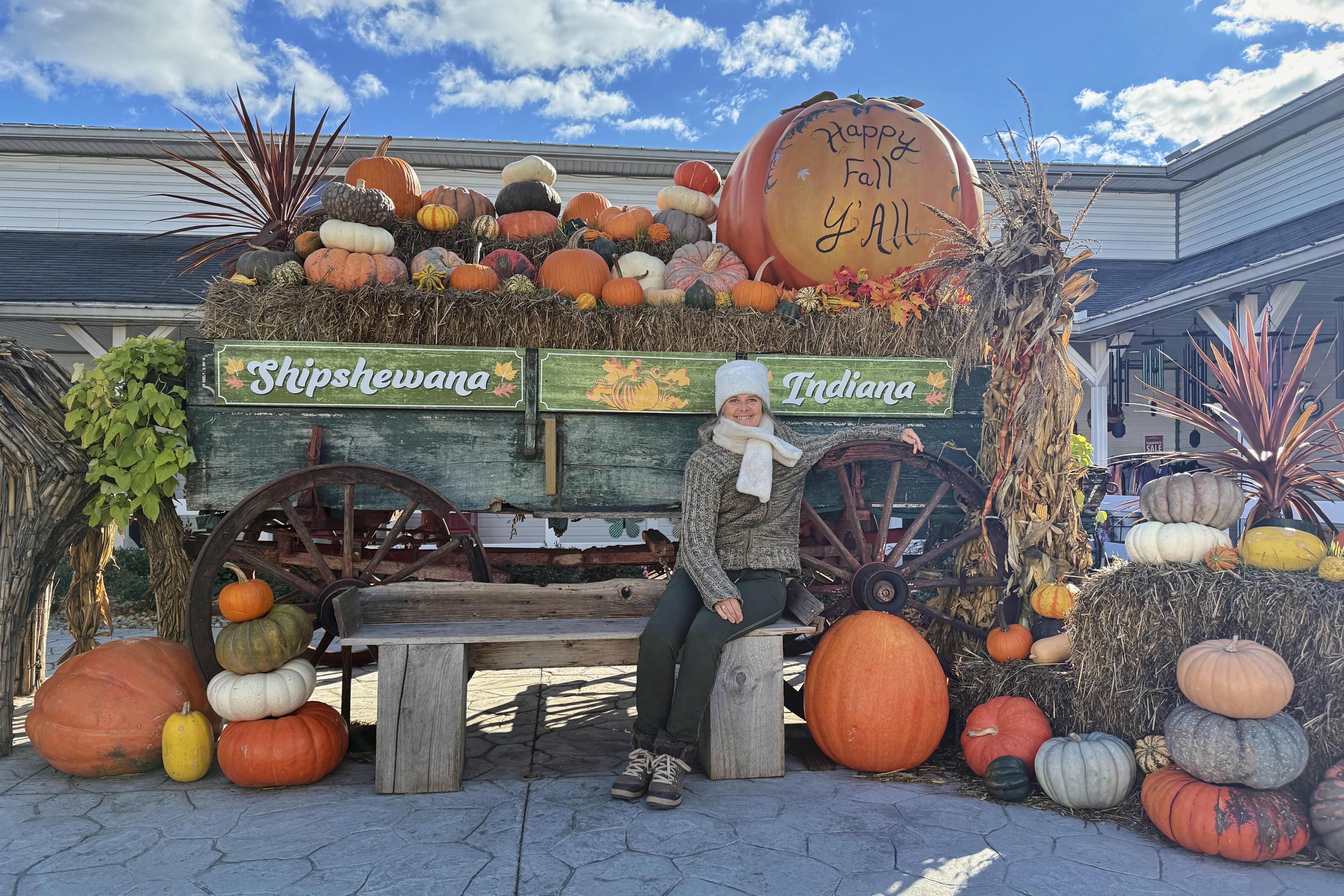 Décorations d'automne et citrouilles à Shipshewana